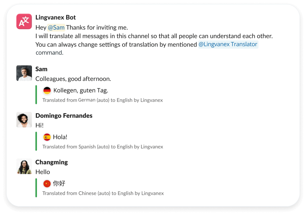 Automatic translation in channels